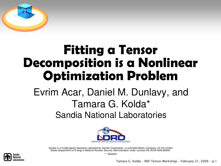 fitting a tensor decomposition is a nonlinear