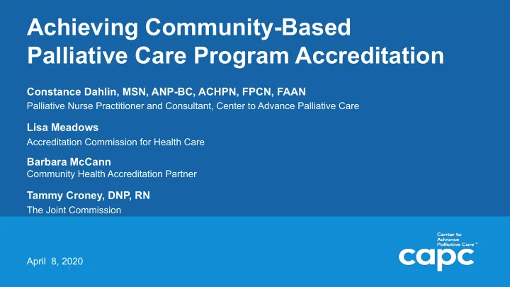 achieving community based palliative care program