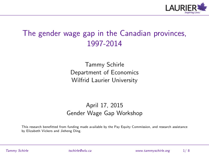 the gender wage gap in the canadian provinces 1997 2014