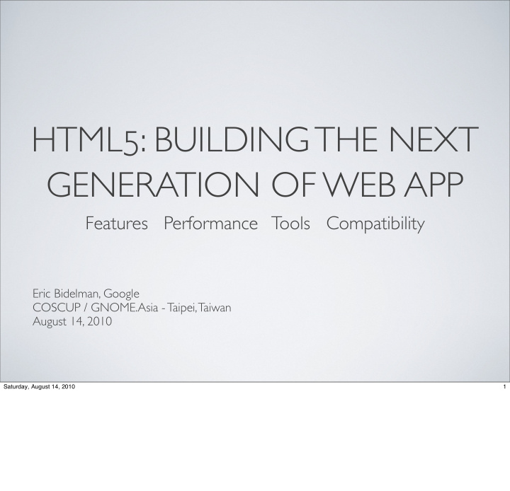 html5 building the next generation of web app