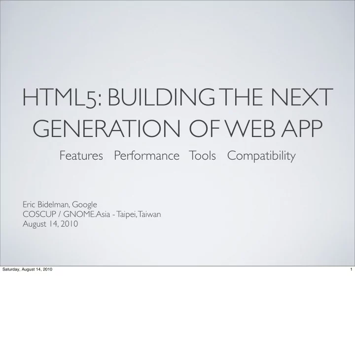 html5 building the next generation of web app