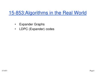 15-853:Algorithms in the Real World    Expander Graphs    LDPC (Expander) codes  15-853