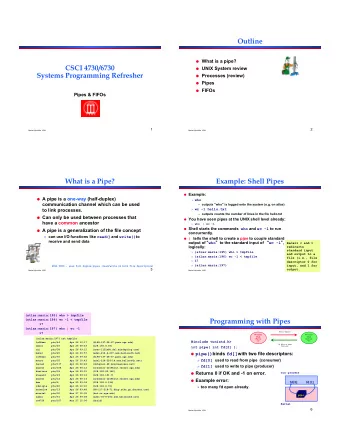 Pipes &amp; FIFOs 1 2  Maria Hybinette, UGA  Maria Hybinette, UGA  What is a Pipe?  Example: Shell