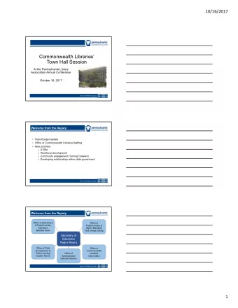 Commonwealth Libraries  Town Hall Session  At the Pennsylvania Library  Association Annual