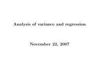 analysis of variance and regression november 22 2007