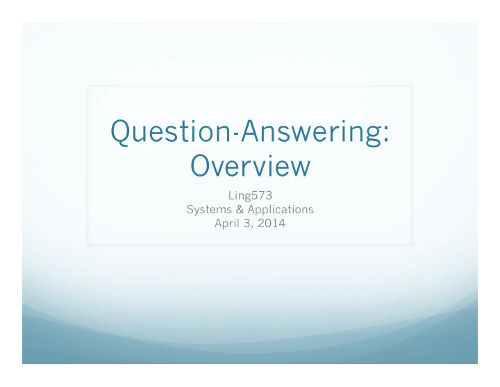 question answering overview