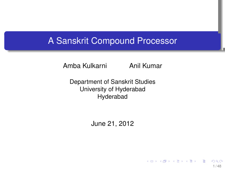 a sanskrit compound processor
