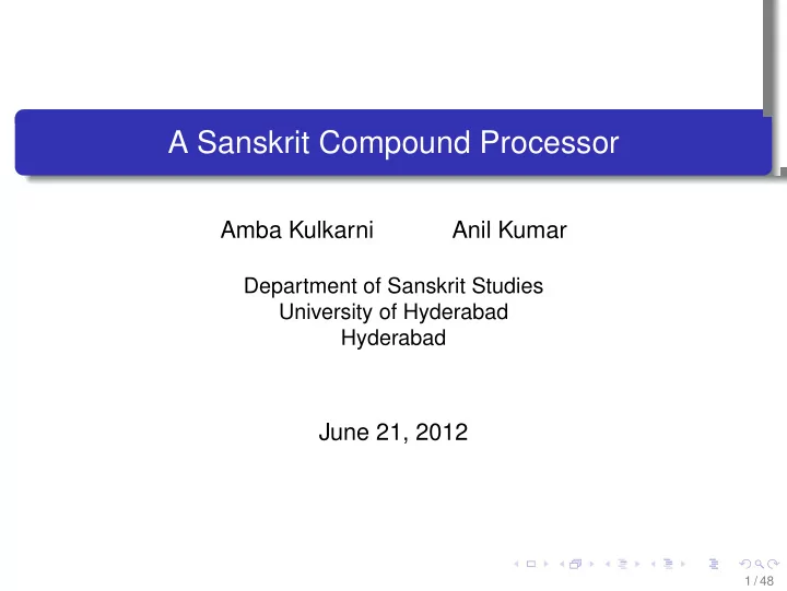 a sanskrit compound processor