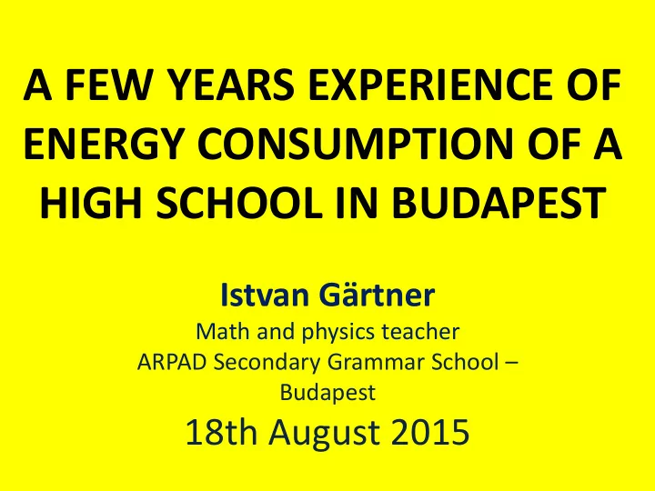 a few years experience of