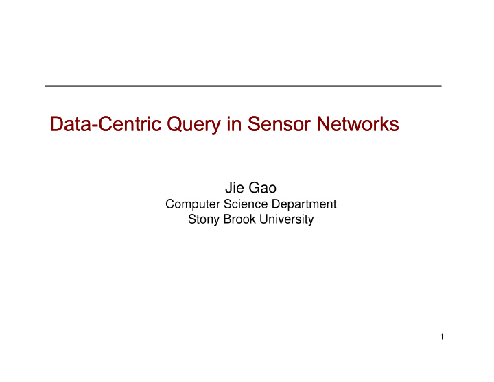 data data centric query in sensor networks centric query