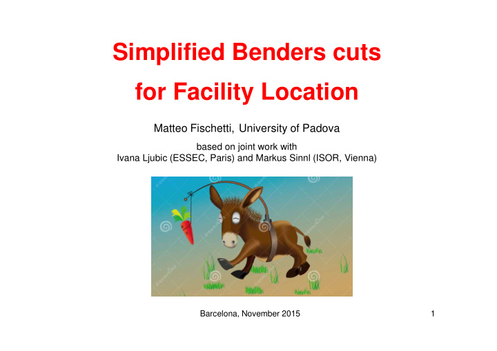 simplified benders cuts for facility location