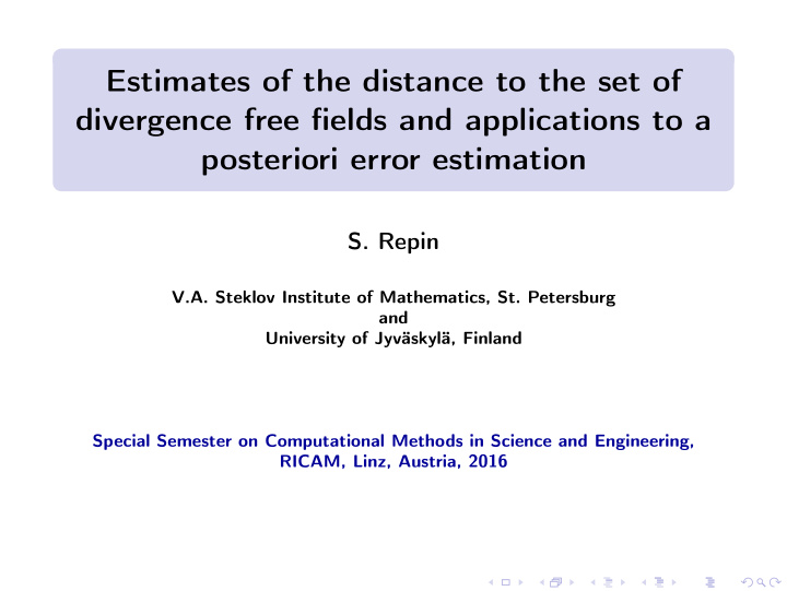 estimates of the distance to the set of divergence free