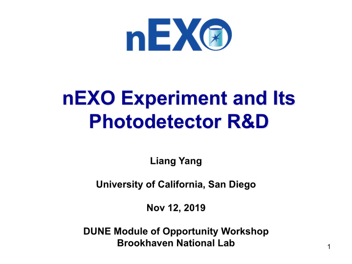 nexo experiment and its photodetector r d