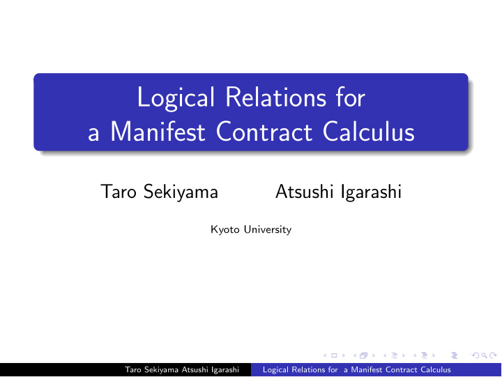 logical relations for a manifest contract calculus