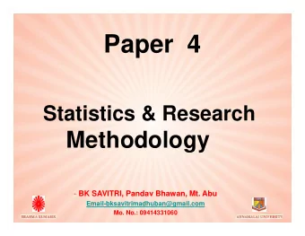 Paper  4  Statistics &amp; Research  Statistics &amp; Research  Methodology - BK SAVITRI, Pandav