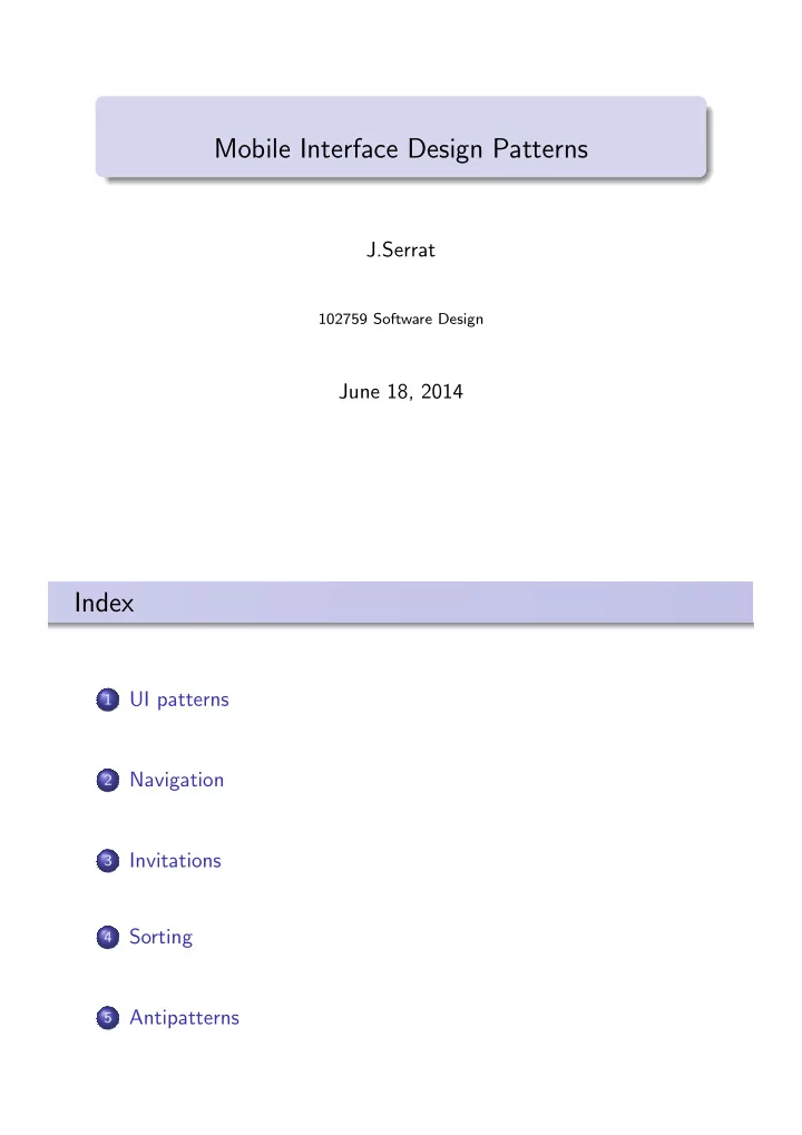 mobile interface design patterns