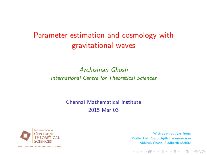 parameter estimation and cosmology with gravitational