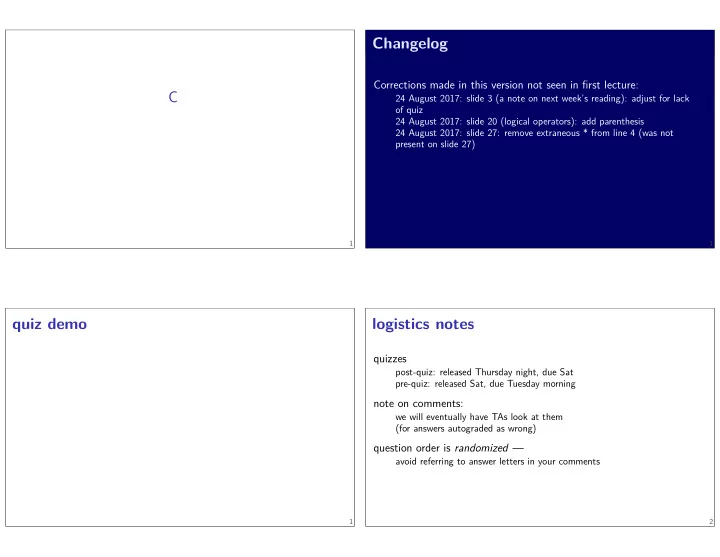 c logistics notes