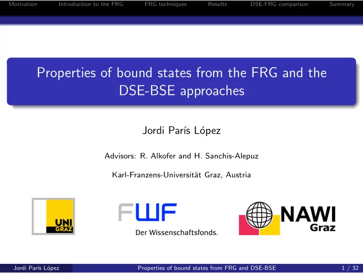 properties of bound states from the frg and the dse bse