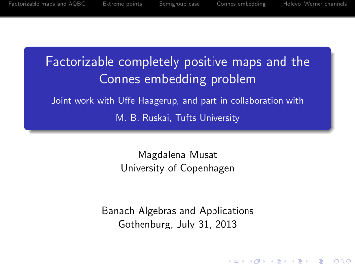 factorizable completely positive maps and the connes