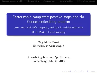 Factorizable completely positive maps and the  Connes embedding problem  Joint work with Uffe