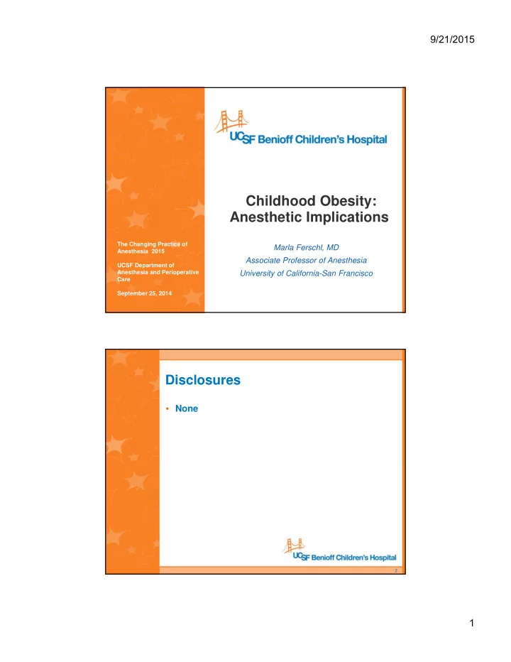 childhood obesity anesthetic implications