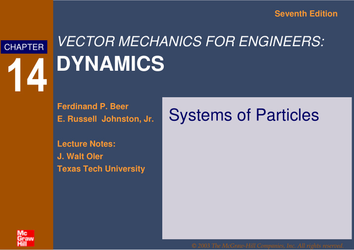dynamics ferdinand p beer systems of particles e russell