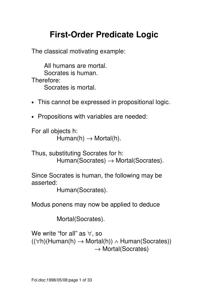 first order predicate logic