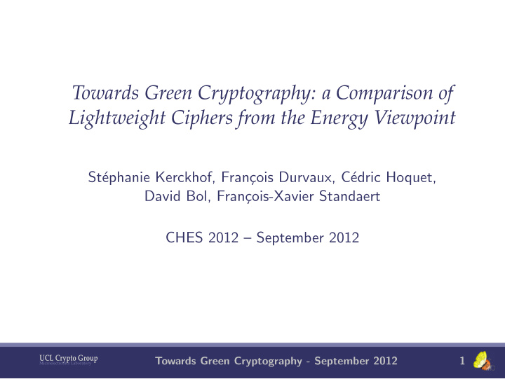 towards green cryptography a comparison of lightweight