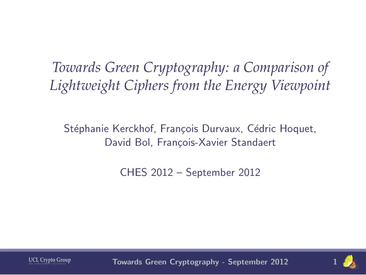 towards green cryptography a comparison of lightweight