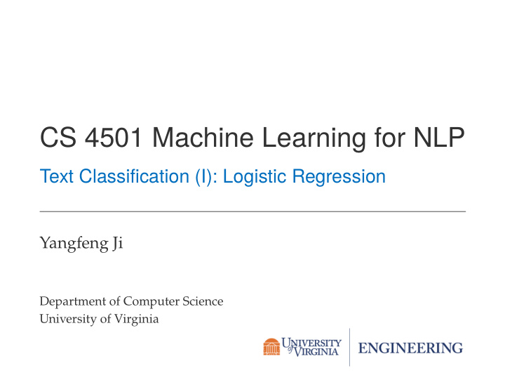 cs 4501 machine learning for nlp