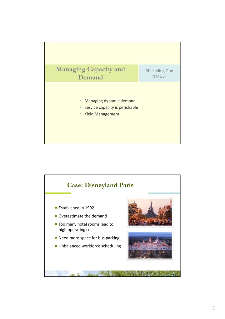 managing capacity and