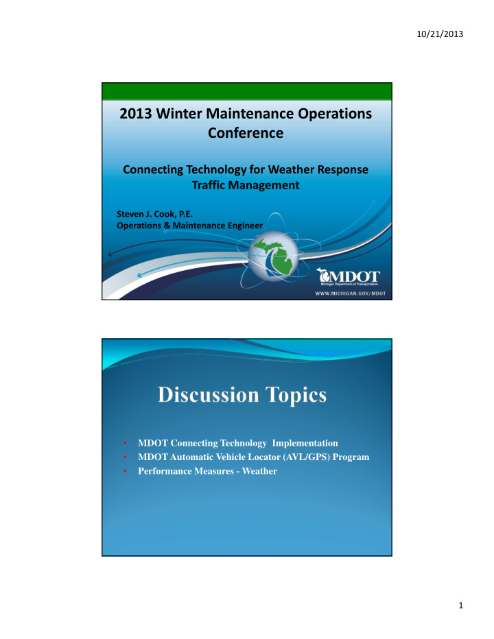 2013 winter maintenance operations conference
