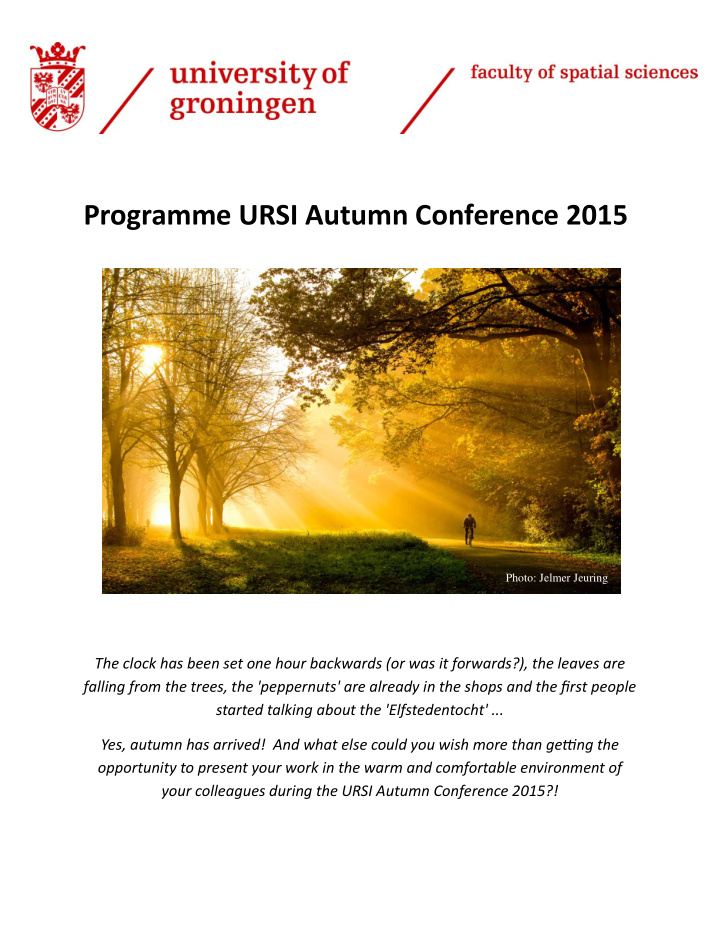 programme ursi autumn conference 2015