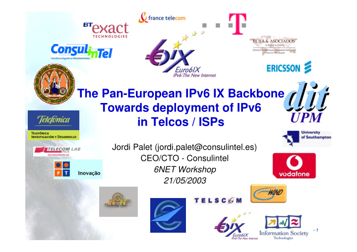 the pan european ipv6 ix backbone towards deployment of