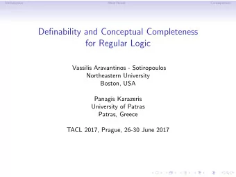 Definability and Conceptual Completeness  for Regular Logic  Vassilis Aravantinos - Sotiropoulos