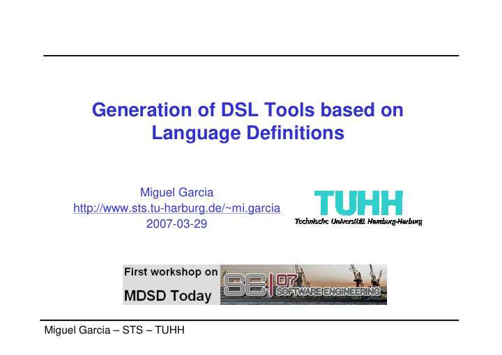 generation of dsl tools based on language definitions