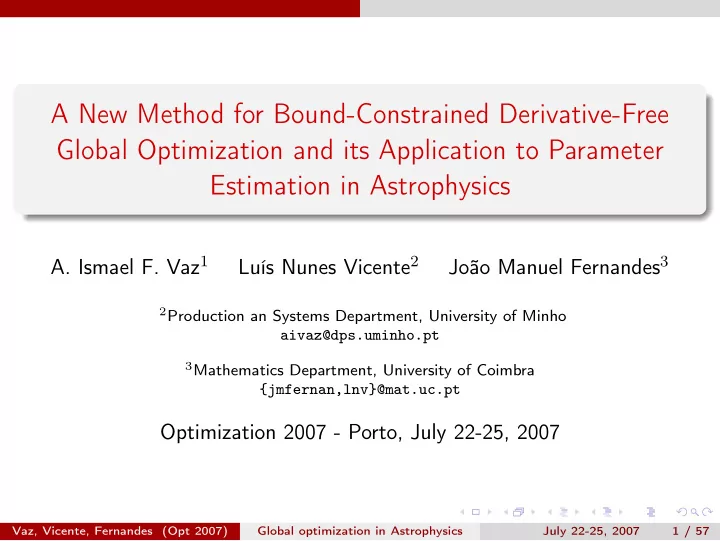 a new method for bound constrained derivative free global
