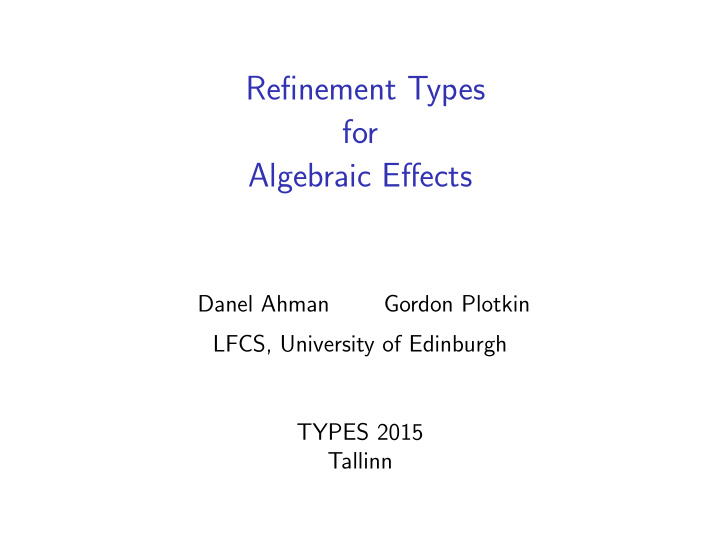 refinement types for algebraic effects