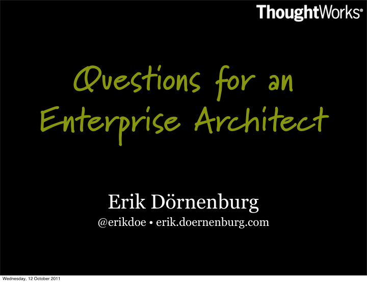 questions for an enterprise architect