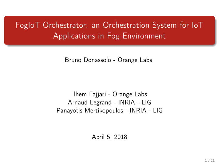 fogiot orchestrator an orchestration system for iot