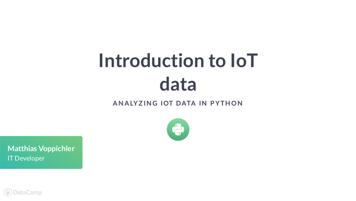 introduction to iot data