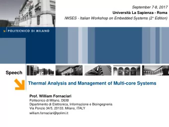 Speech  Thermal Analysis and Management of Multi-core Systems  Prof. William Fornaciari