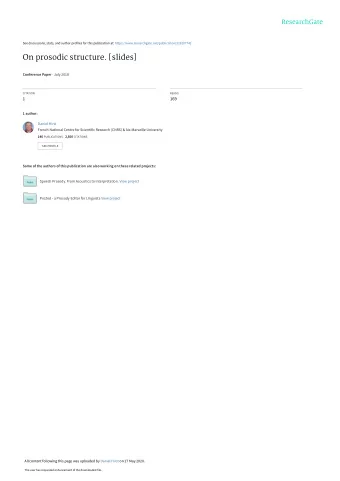 On prosodic structure. [slides] Conference Paper  July 2018  CITATION  READS  1  169  1 author: