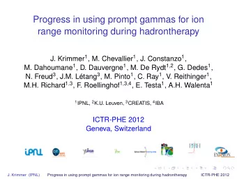 Progress in using prompt gammas for ion  range monitoring during hadrontherapy J. Krimmer 1 , M.