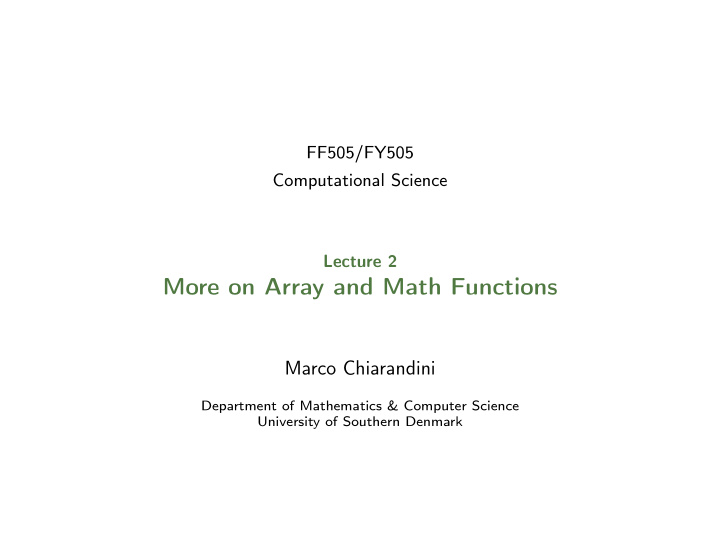 more on array and math functions