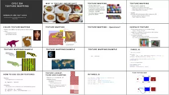 C P S C 314  WHY IS TEXTURE IMPORTANT?  TEXTURE MAPPING  TEXTURE MAPPING  TEXTURE MAPPING  real