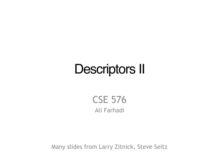 descriptors ii