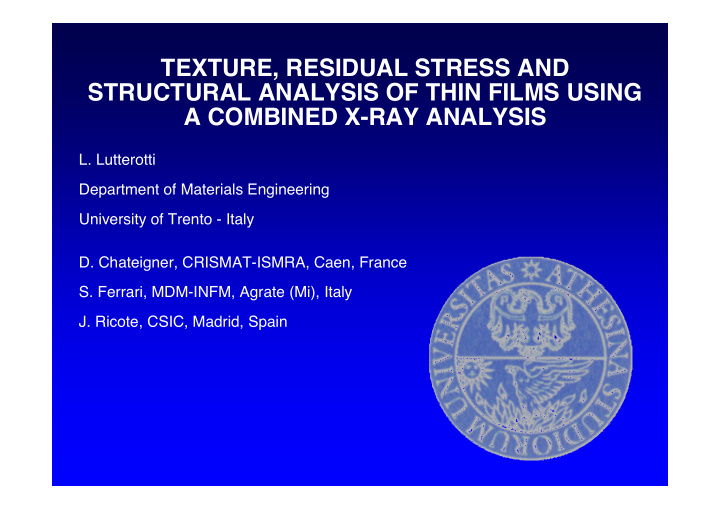 texture residual stress and structural analysis of thin