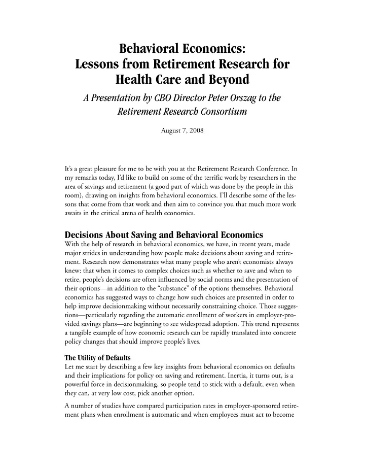 behavioral economics lessons from retirement research for